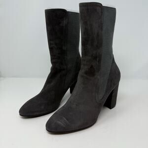 Stuart Weitzman Boots Women's 7M Fifer 80 Slate Suede Mid Calf Stretch NWOT